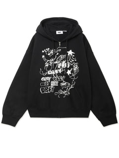 JUMBLE BAGGY RELAXED ZIP HOOD
