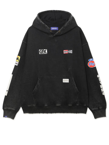 Hooded Sweatshirt - GARAGE - Washed Black