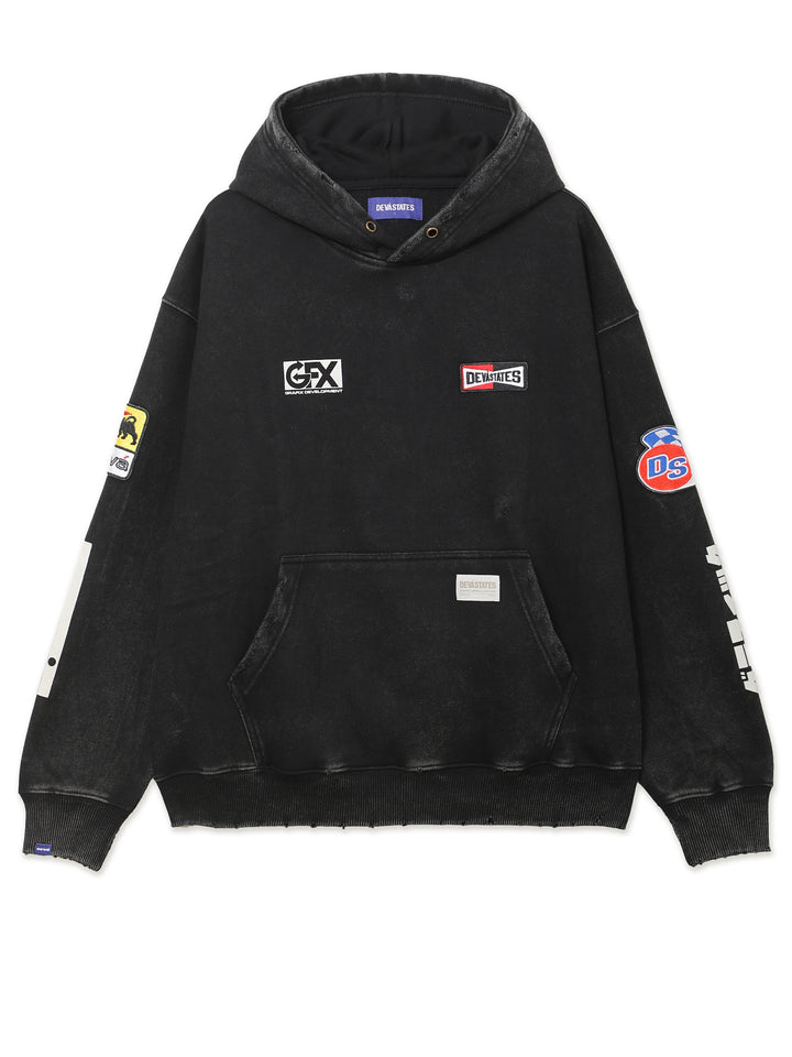 Hooded Sweatshirt - GARAGE - Washed Black