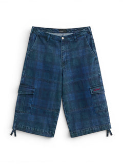 MEN ALLOVER PRINTED DENIM CARGO 3/4 PANTS WOVEN