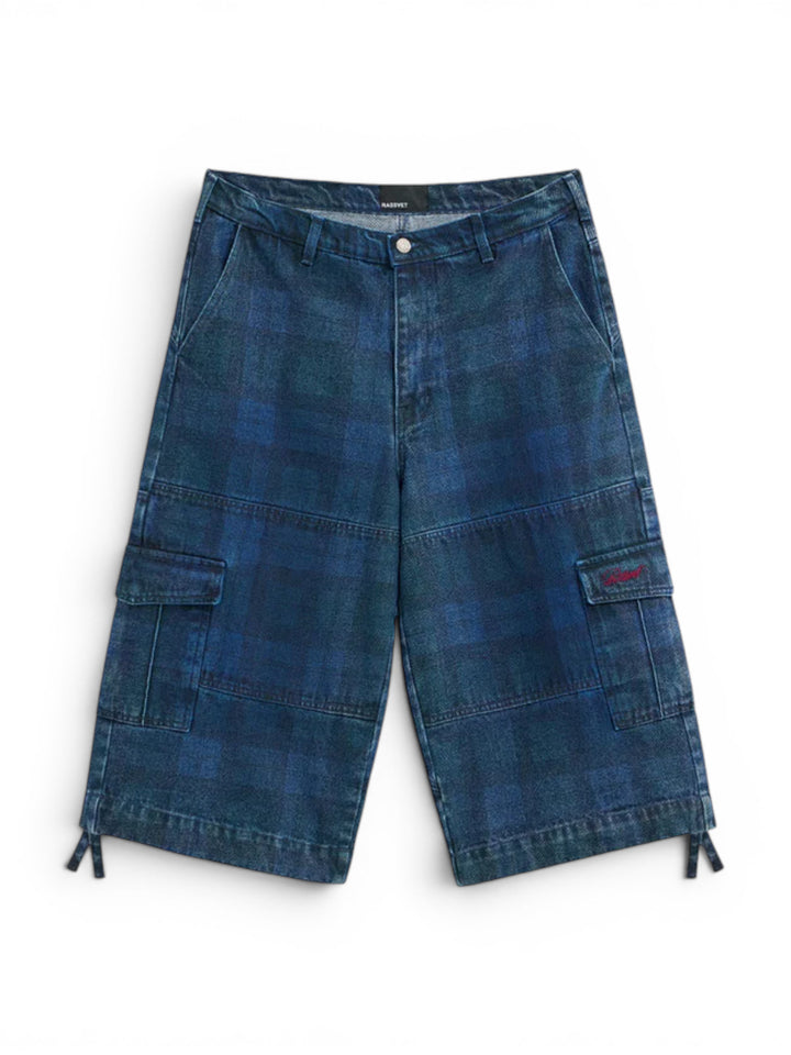 MEN ALLOVER PRINTED DENIM CARGO 3/4 PANTS WOVEN