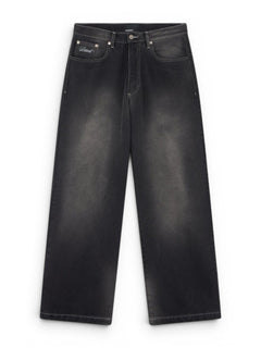 MEN SPOT WASH BAGGY DENIM PANTS WOVEN