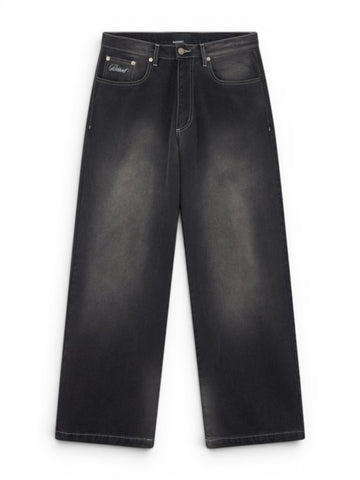 MEN SPOT WASH BAGGY DENIM PANTS WOVEN
